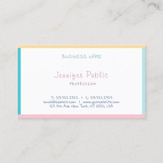 Kleurrijke moderne handmatige tekst visitekaartje (Achterkant)