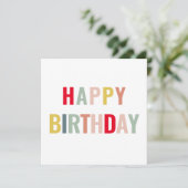 Kleurrijke moderne Happy Birthday | stoutmoedige t Kaart (Staand voorkant)