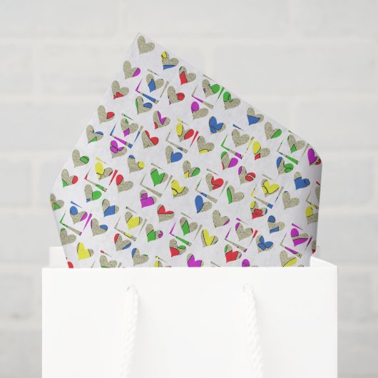 Kleurrijke moderne hartjes kunst tissuepapier (Cadeauzakje)