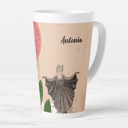 Kleurrijke moderne heks Girly Unique Latte Mok (Rechterhoek)