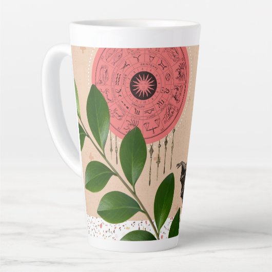 Kleurrijke moderne heks Girly Unique Latte Mok (Linkerhoek)