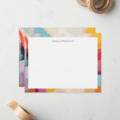 Kleurrijke moderne heldere Abstracte rand Notitiekaartje (Voorkant / Achterkant in situ)
