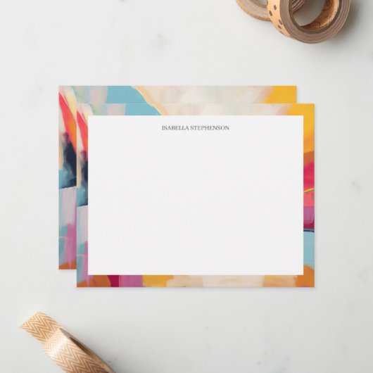 Kleurrijke moderne heldere Abstracte rand Notitiekaartje (Voorkant / Achterkant in situ)