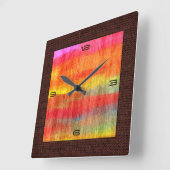 Kleurrijke moderne houten graan Burlap Border #7 Vierkante Klok (Hoek)