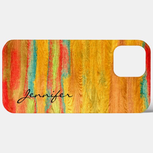 Kleurrijke moderne houten korrel #8 Case-Mate iPhone case (Achterkant (horizontaal))