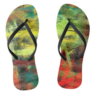 Kleurrijke Moderne Houtnerf Achtergrond #3 Teenslippers