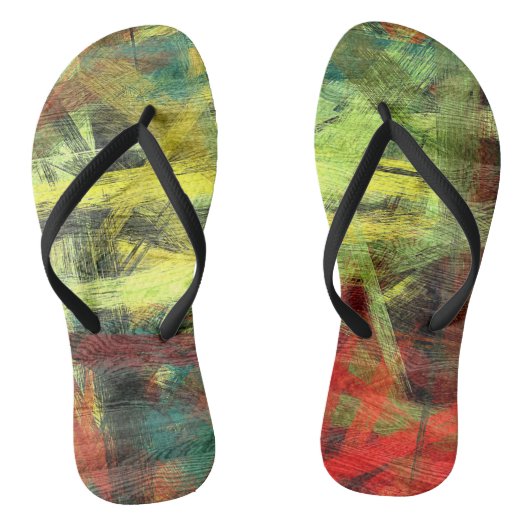 Kleurrijke Moderne Houtnerf Achtergrond #3 Teenslippers (Voetbed)