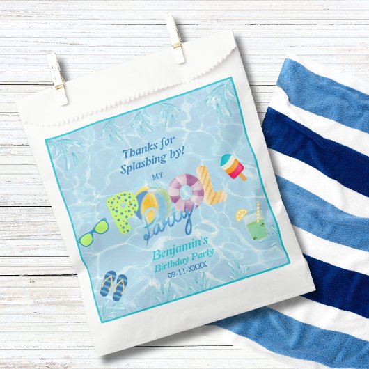 Kleurrijke Moderne Jongens Verjaardag Zwembad Part Bedankzakje