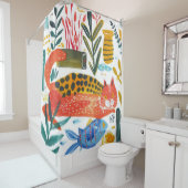 Kleurrijke Moderne Kat Kunst Douchegordijn (In situ)