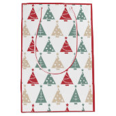 Kleurrijke moderne kerstbomen medium cadeauzakje (Voorkant)