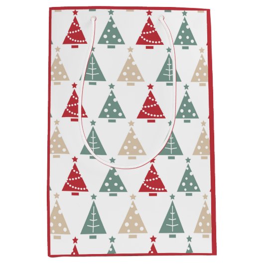 Kleurrijke moderne kerstbomen medium cadeauzakje (Voorkant)