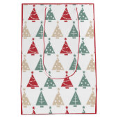 Kleurrijke moderne kerstbomen medium cadeauzakje (Achterkant)