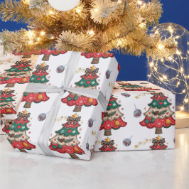 Kleurrijke Moderne Kerstboom Cadeaupapier