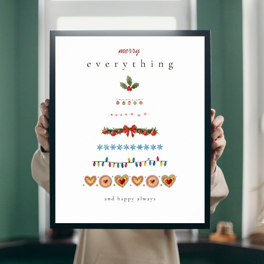 Kleurrijke moderne kerstboom poster