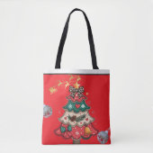 Kleurrijke Moderne Kerstboom Tote Bag (Voorkant)
