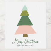 Kleurrijke moderne kerstboomfeestdag wijn etiket (Enkel label)