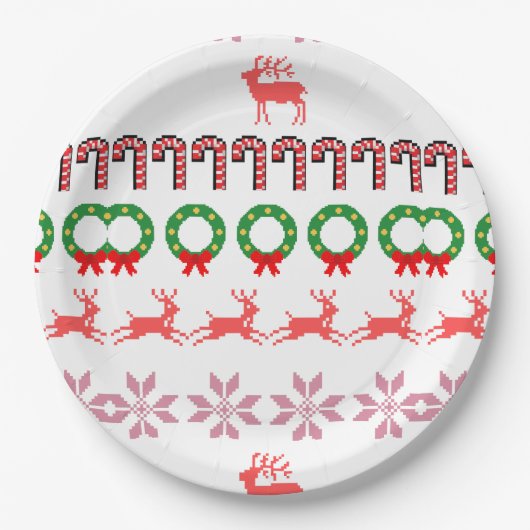 Kleurrijke moderne kerstboomschildering papieren bordje (Voorkant)