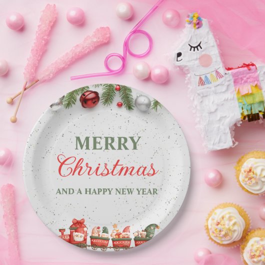 Kleurrijke Moderne Kerstdag 9"Rond Document Bord (Feest)