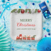 Kleurrijke Moderne Kerstdag 9"Vierkante Document B Papieren Bordje (Feest)