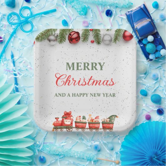 Kleurrijke Moderne Kerstdag 9"Vierkante Document B Papieren Bordje (Feest)