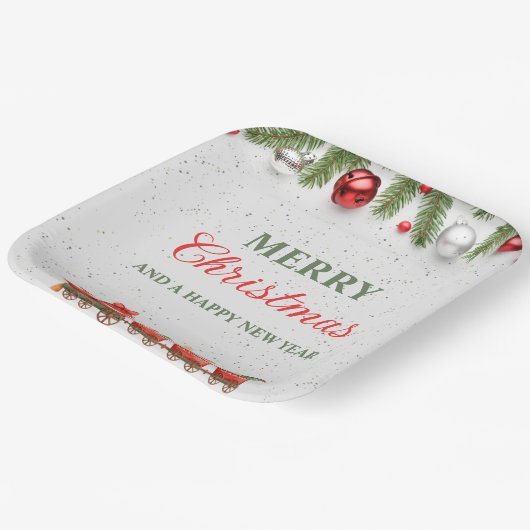 Kleurrijke Moderne Kerstdag 9"Vierkante Document B Papieren Bordje (Gebogen)