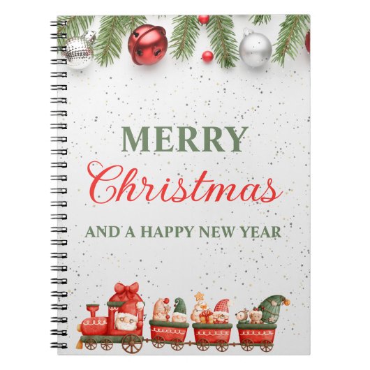 Kleurrijke moderne kerstdag spiraal foto notitieboek (Voorkant)