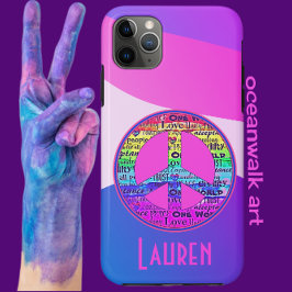 Kleurrijke Moderne Kunst Liefde en Vredesbord Case-Mate iPhone Case