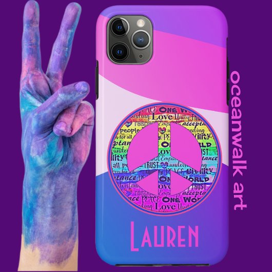 Kleurrijke Moderne Kunst Liefde en Vredesbord Case-Mate iPhone Case