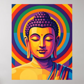 Kleurrijke Moderne Kunst | Mediterend Boeddha Port Poster