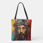 Kleurrijke moderne kunst van Jezus Tote Bag (Achterkant)