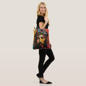 Kleurrijke moderne kunst van Jezus Tote Bag (Op model)