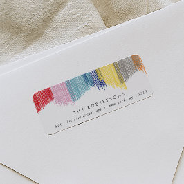 Kleurrijke, moderne labels voor retouradressen aan