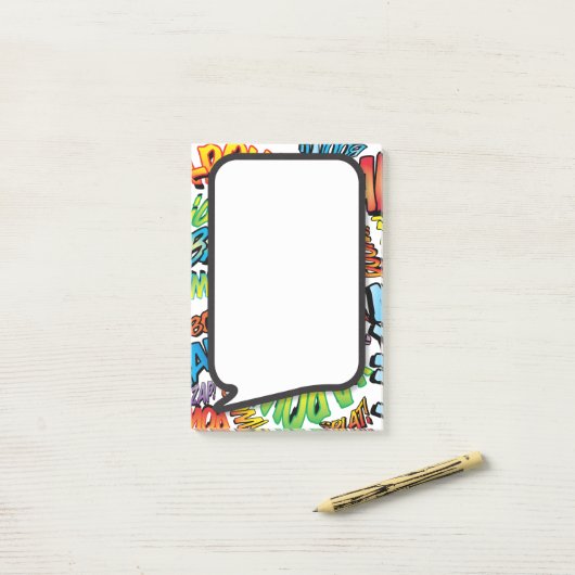 Kleurrijke Moderne Leuke Comic Book Speech Bubble Post-it® Notes (Op bureau)