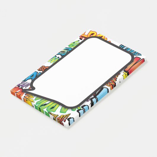 Kleurrijke Moderne Leuke Comic Book Speech Bubble Post-it® Notes (Schuin)