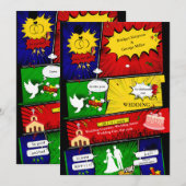 Kleurrijke moderne leuke retro comic bruiloft verh (Voorkant / Achterkant)