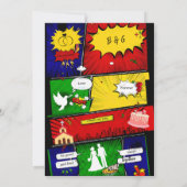 Kleurrijke moderne leuke retro comic bruiloft verh kaart (Achterkant)