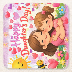 KLEURRIJKE MODERNE LIEFDE CADO VOOR DOCHTER KARTONNEN ONDERZETTERS