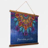 Kleurrijke moderne mandala trippy psychedelische h hangend wandkleed (Gebogen)