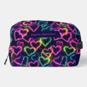 Kleurrijke Moderne Meisje Neon Liefde Hart Geperso Toilettasje (Achterkant)