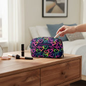 Kleurrijke Moderne Meisje Neon Liefde Hart Geperso Toilettasje