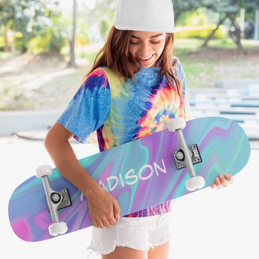 Kleurrijke Moderne Meisjesachtige Blauwe Roze Vloe Persoonlijk Skateboard