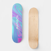Kleurrijke Moderne Meisjesachtige Blauwe Roze Vloe Persoonlijk Skateboard (Voorkant)