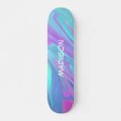 Kleurrijke Moderne Meisjesachtige Blauwe Roze Vloe Persoonlijk Skateboard (Voorkant)