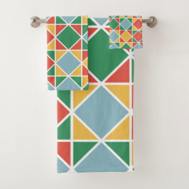 Kleurrijke moderne mideeuw l Multi kleuren Groen Bad Handdoek