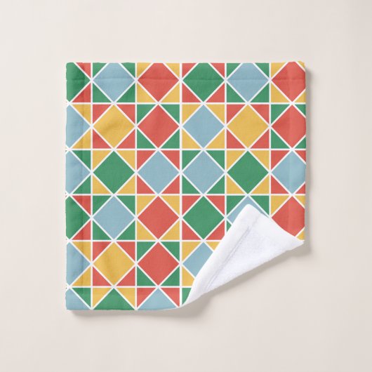 Kleurrijke moderne mideeuw l Multi kleuren Groen Bad Handdoek (Wasdoekje)