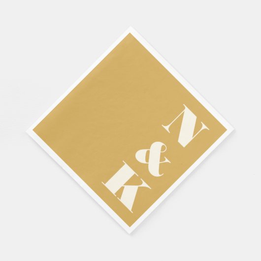 Kleurrijke moderne monogram beginletters gele trou servet (Hoek)