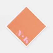 Kleurrijke moderne monogram beginletters roze oran servet (Hoek)