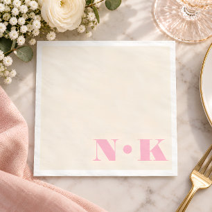 Kleurrijke moderne monogram beginselen roze crèmek servet