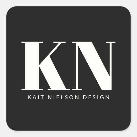 Kleurrijke moderne monogram professionele initiale vierkante sticker (Voorkant)
