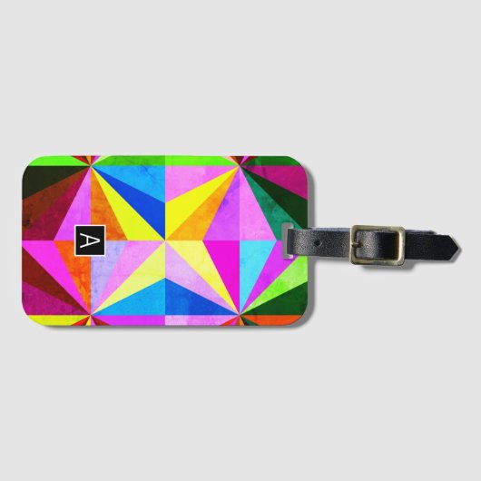 Kleurrijke moderne multi-gekleurde geometrische |  bagagelabel (Voorkant (horizontaal))